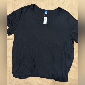 NWT Old Navy Luxe V-Neck Tee - Black - Size XXL - Super Soft Short Sleeve